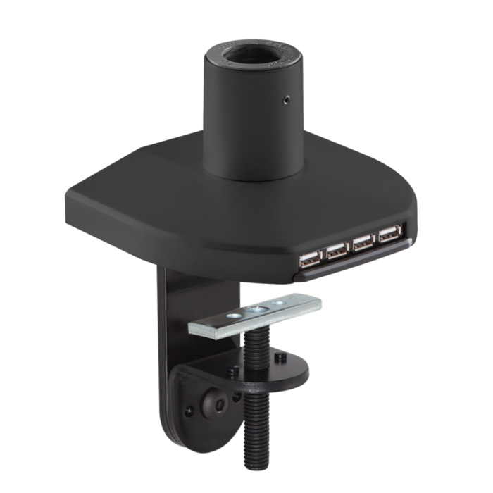 Mount with integrated USB hub in a black finish