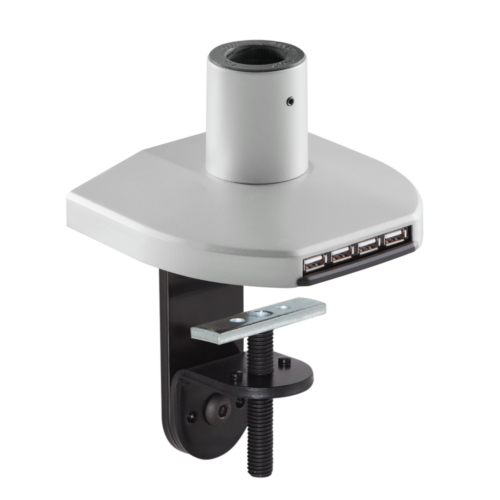 Mount with integrated USB hub in a silver finish