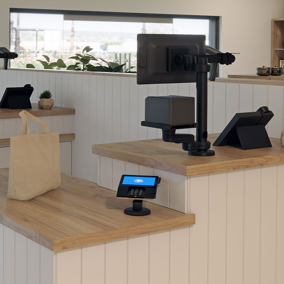 Redwood Standard and Redwood Mini mounted on a retail checkout countertop